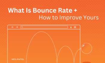 Illustration of a web browser on an orange background with text that reads "What Is Bounce Rate + How to Improve Yours."