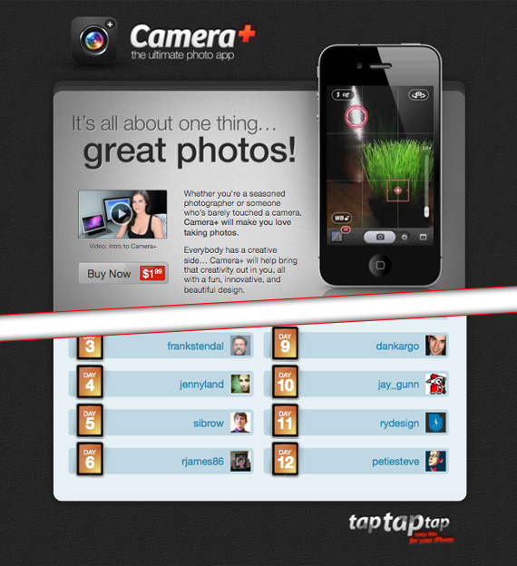 cameraplus landing page example
