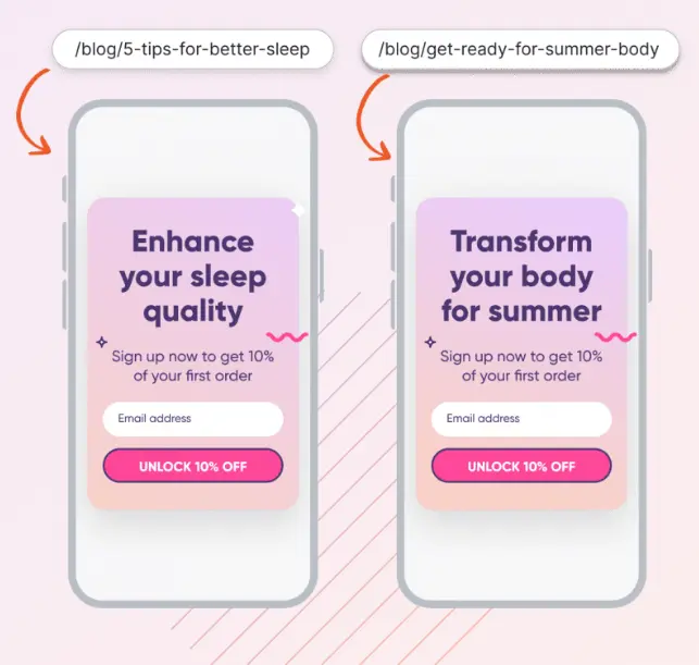 Examples of smart pop-ups