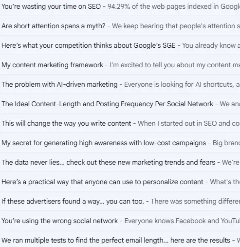 Examples of Neil Patel subject lines