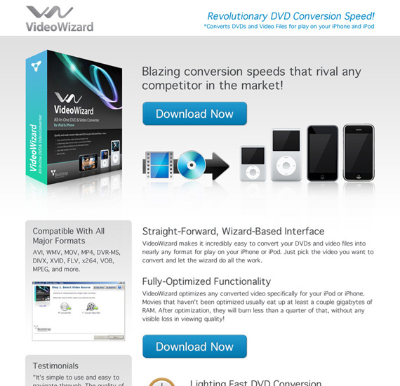 videowizard landing page example