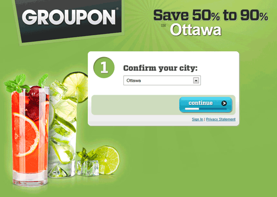 Groupon Ottawa Website geo targeting example offer 
