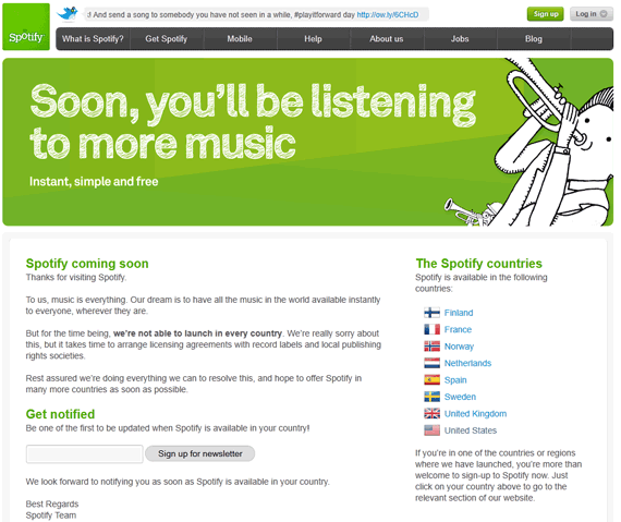 spotify coming soon geotargeting example 