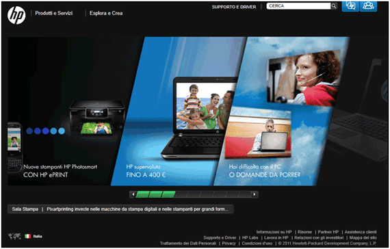 hp Italy website Italia geo targeting example 