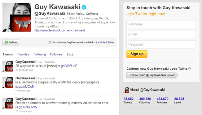 Guy Kawasaki Twitter Profile