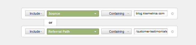 Google Analytics new advanced segment source referral path dimension
