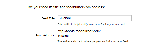 feedburner burn a feed title