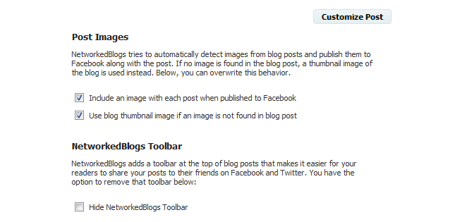 networkedblogs syndication management customize post