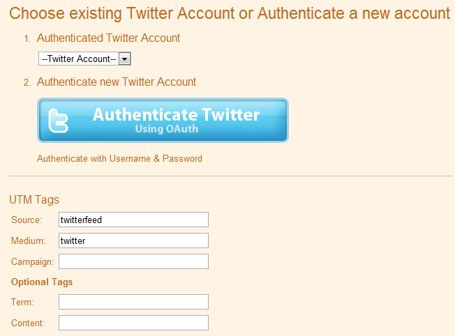 twitterfeed twitter authenticate