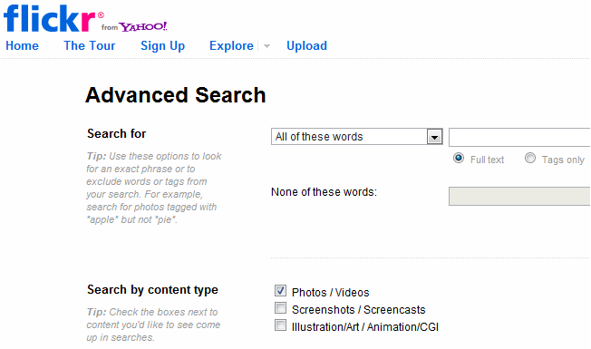 advanced and alternative search engines flickr