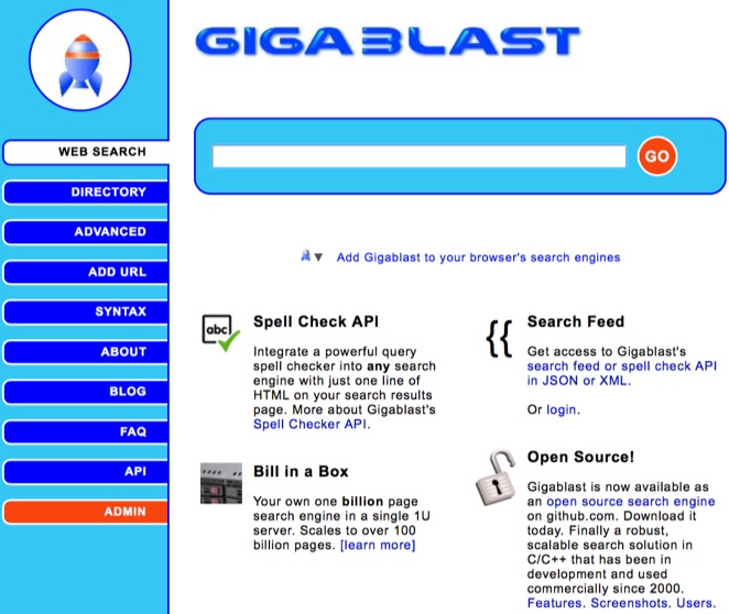 moteurs de recherche avancés et alternatifs gigablast