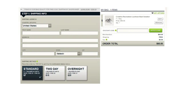American Eagle checkout page for 40 Checkout Page Strategies