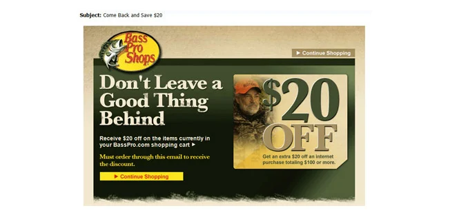 Bass Pro Shop offer for 40 Checkout Page Strategies