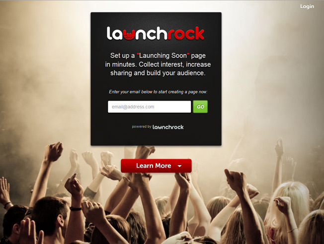 launch rock sign up page