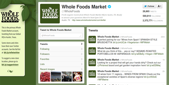 whole food twitter account 2012