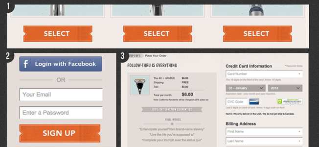 Dollar Shave Club checkout funnel