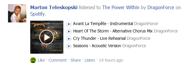 spotify sharing on facebook