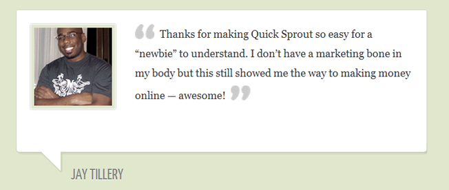 quicksprout testimonial