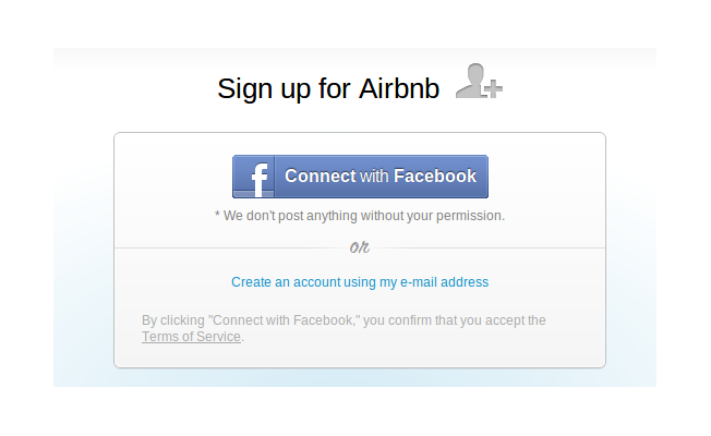 Airbnb signup form