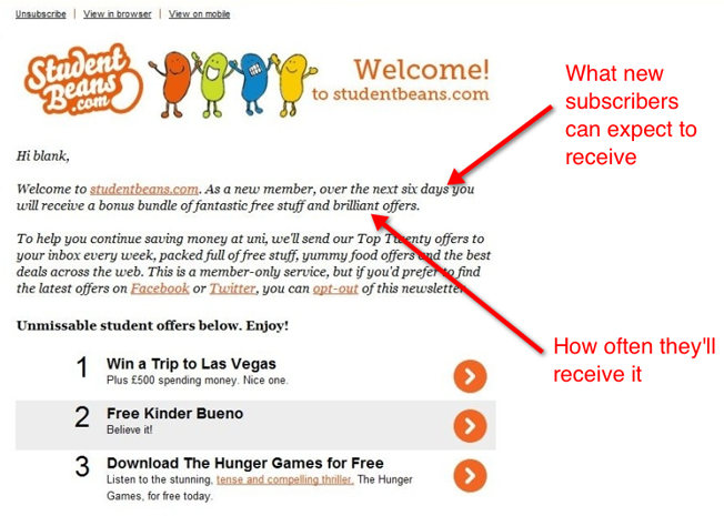 studentbeans welcome email
