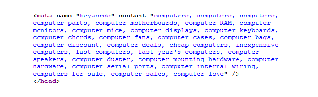 Meta Keyword Spam