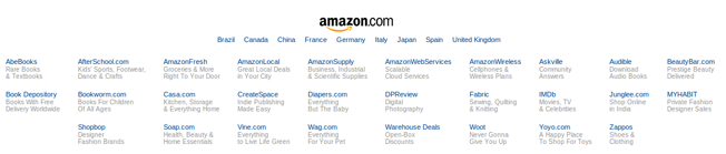 bottom of Amazon homepage