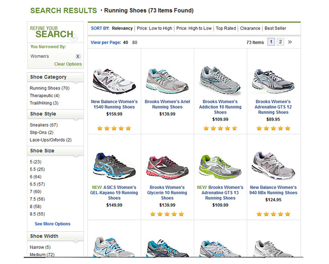 footsmart search results