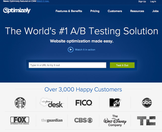 optimizely landing page
