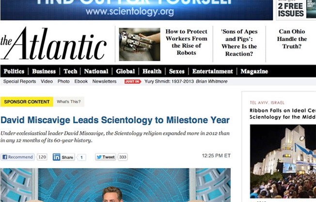 The Atlantic’s native ad for the Church of Scientology