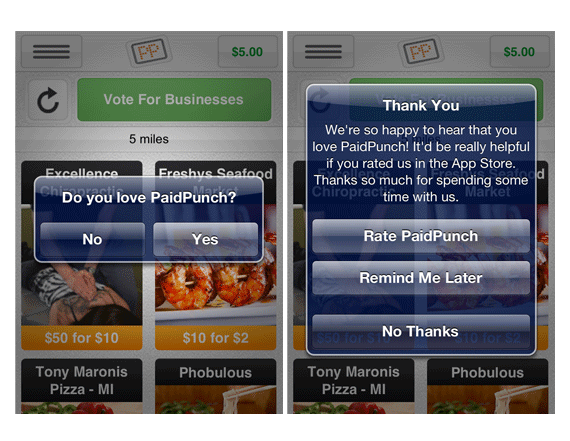 mobile app prompting for feedback in app