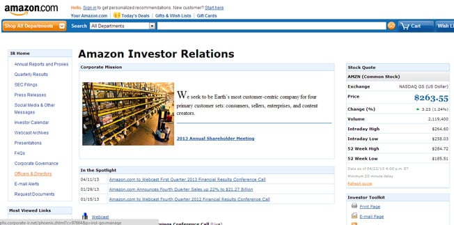 amazon investor relations