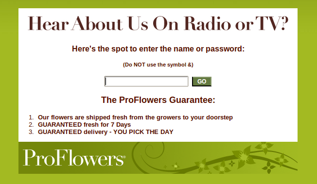 proflowers enter code