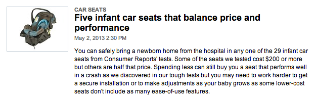 consumer reports car seats