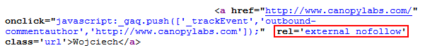 The Nofollow Attribute in source code