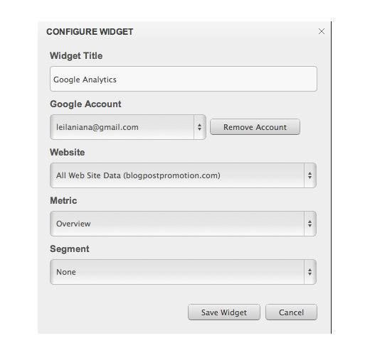 cyfe configure widget - ابزارک google analytics چیست؟