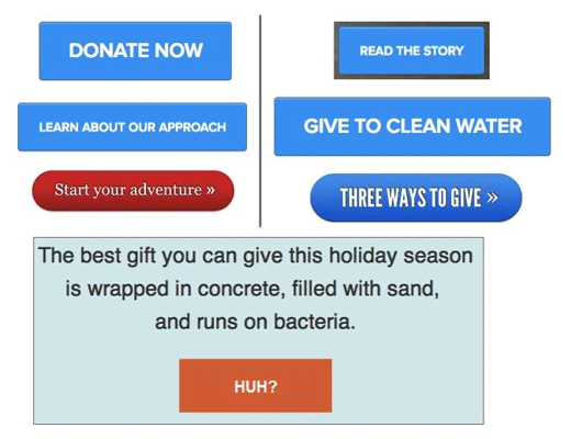 charity water cta buttons