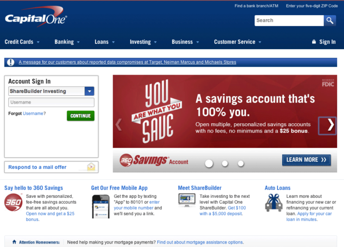 8 capital one website  color psychology example
