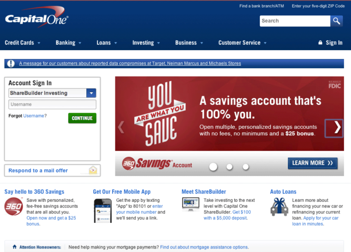 Exemple de psychologie des couleurs de site Web 8 Capital One