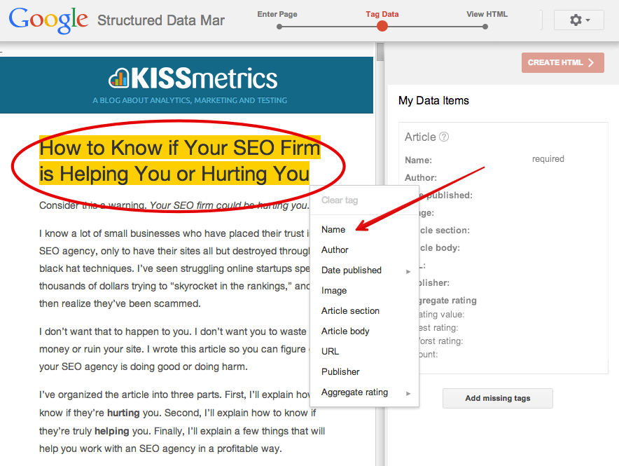 structured data markup schema for SEO 