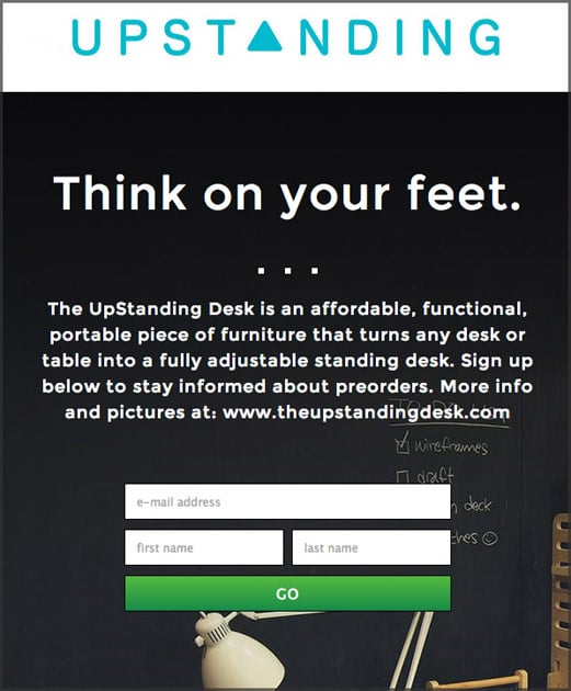 updstaing landing page example 1
