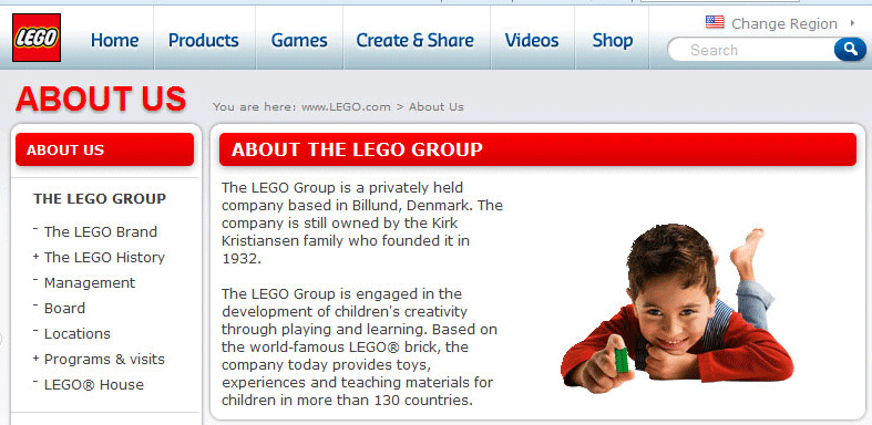 lego about us page
