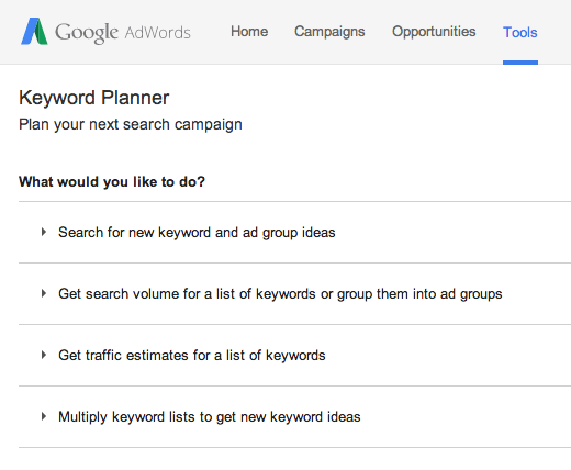google adwords keyword planner
