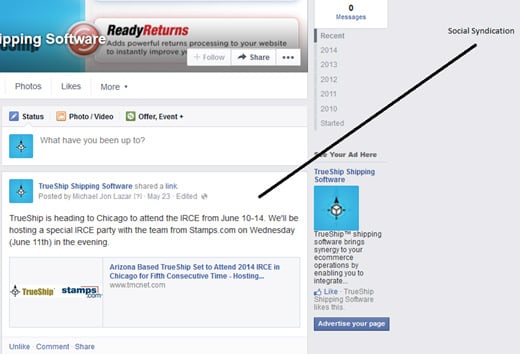 Facebook Social syndication for press releases