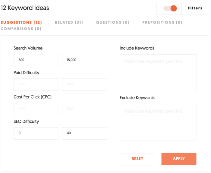 ubersuggest free SEO tool keyword ideas 