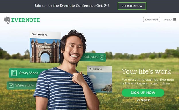 11 evernote home page