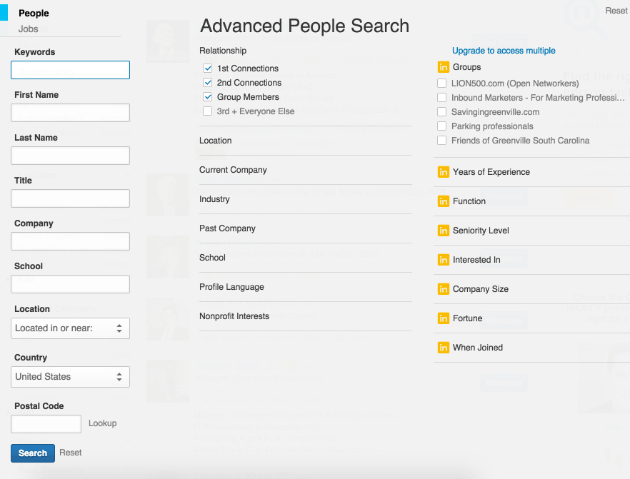 Advanced searching. LINKEDIN search by name. Twitter Advanced search.