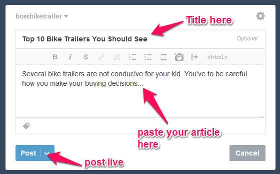 publish article on tumblr to improve backlink portfolio