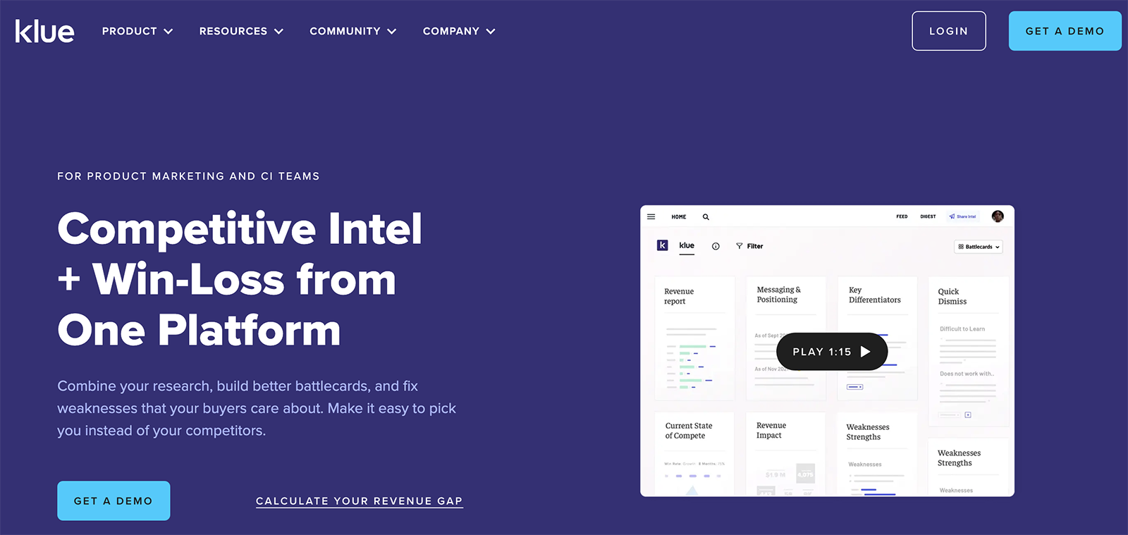 Homepage from the Klue website.