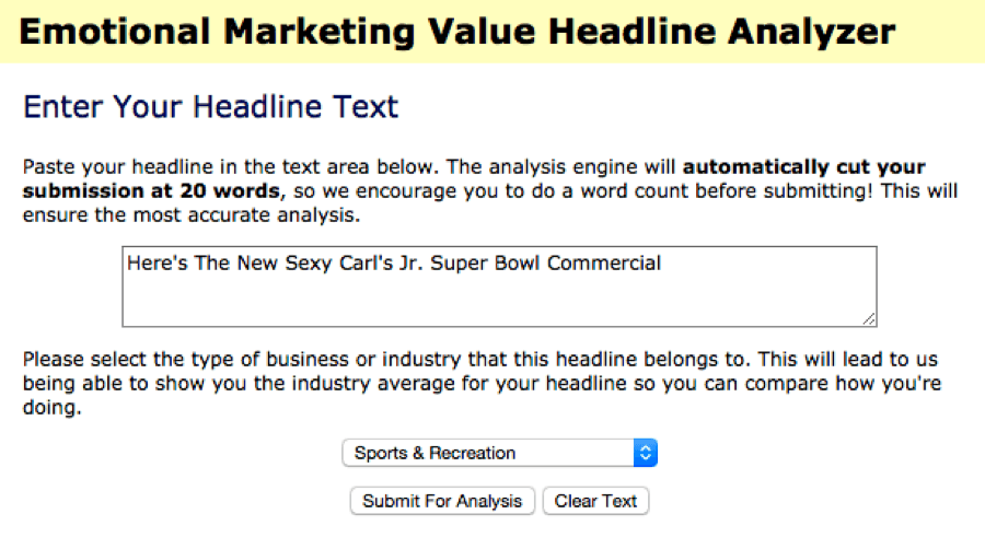emotional marketing value headline analyzier