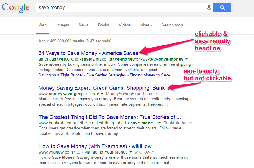 headlines in SERPs - seo copywriting